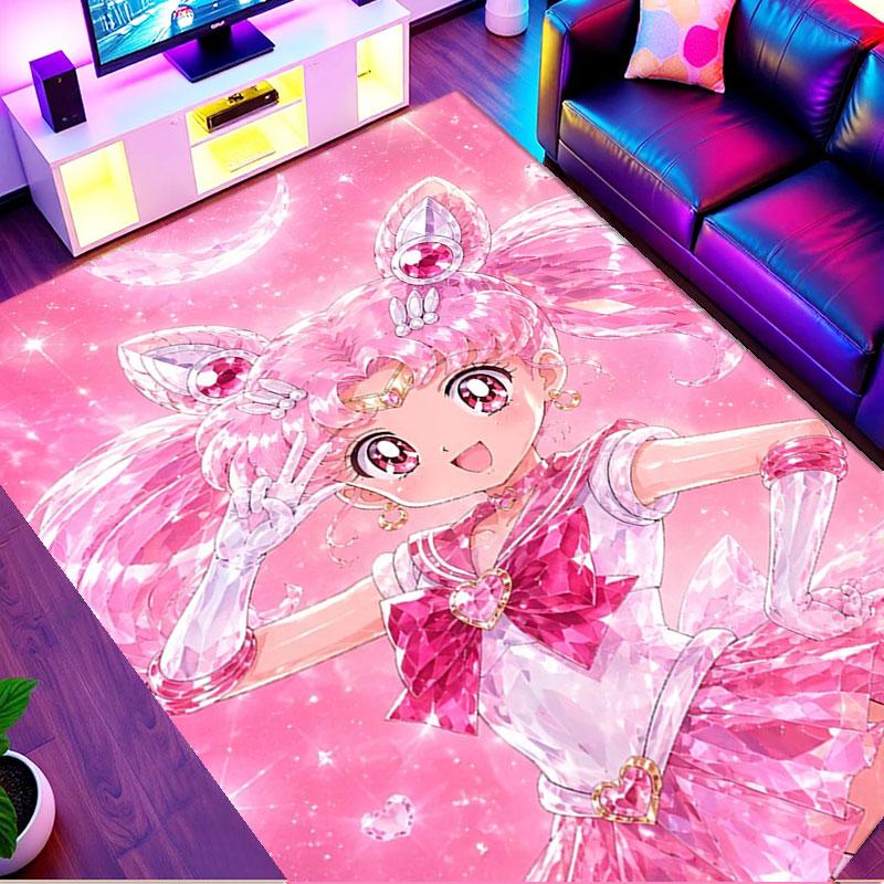 Sailor Moon Print Rug, Washable Floor Carpet, For Entryway Dorm Laundry Room Office Study, Home Decor Birthday Christmas Gift