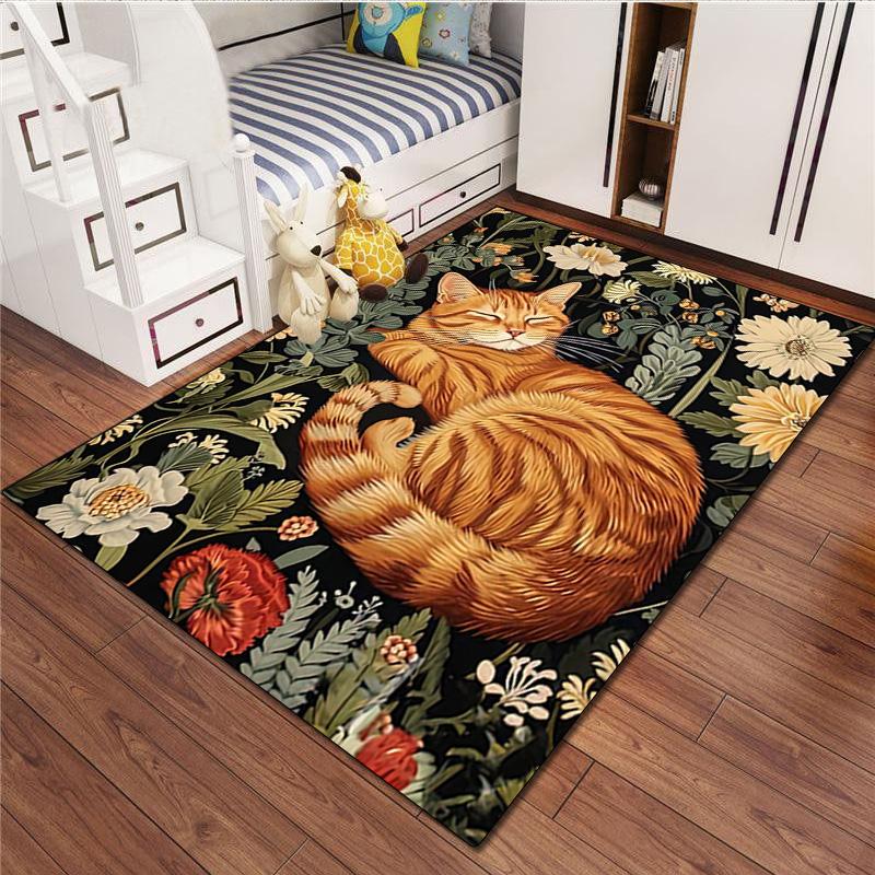 1Pc Animal Flowers Print Rug - Home Decoration Carpet For Living Room Bedroom Flooring Computer Chair Area Rug