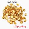 100 Pack Stainless Steel Flat Post Stud Earrings 3-12mm, Gold Water Plated, No Backs Included