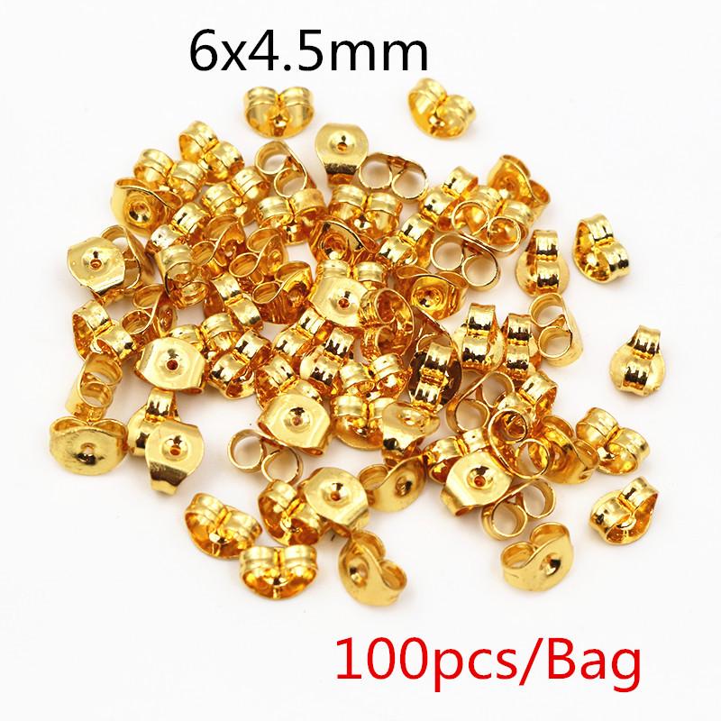 100 Pack Stainless Steel Flat Post Stud Earrings 3-12mm, Gold Water Plated, No Backs Included