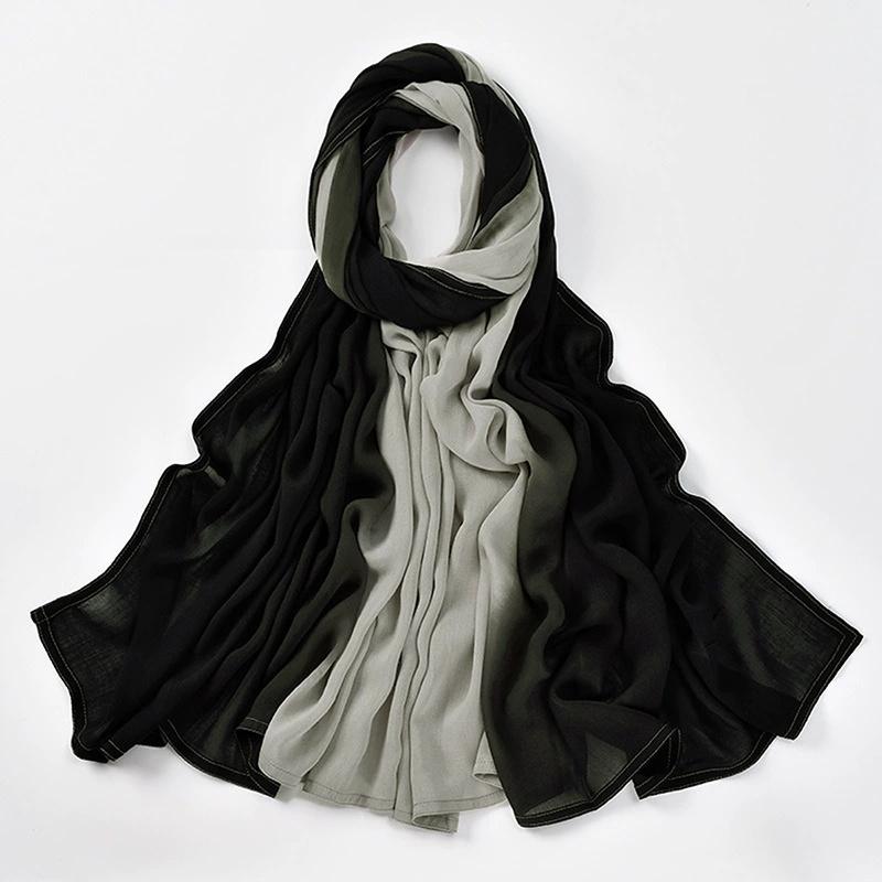 12PCS/LOT Gradiente Cotton Rayon Hijab Scarf High Quality Plain Soft Ombre Muslim Woman Modal Shawls Headscarf Headwraps