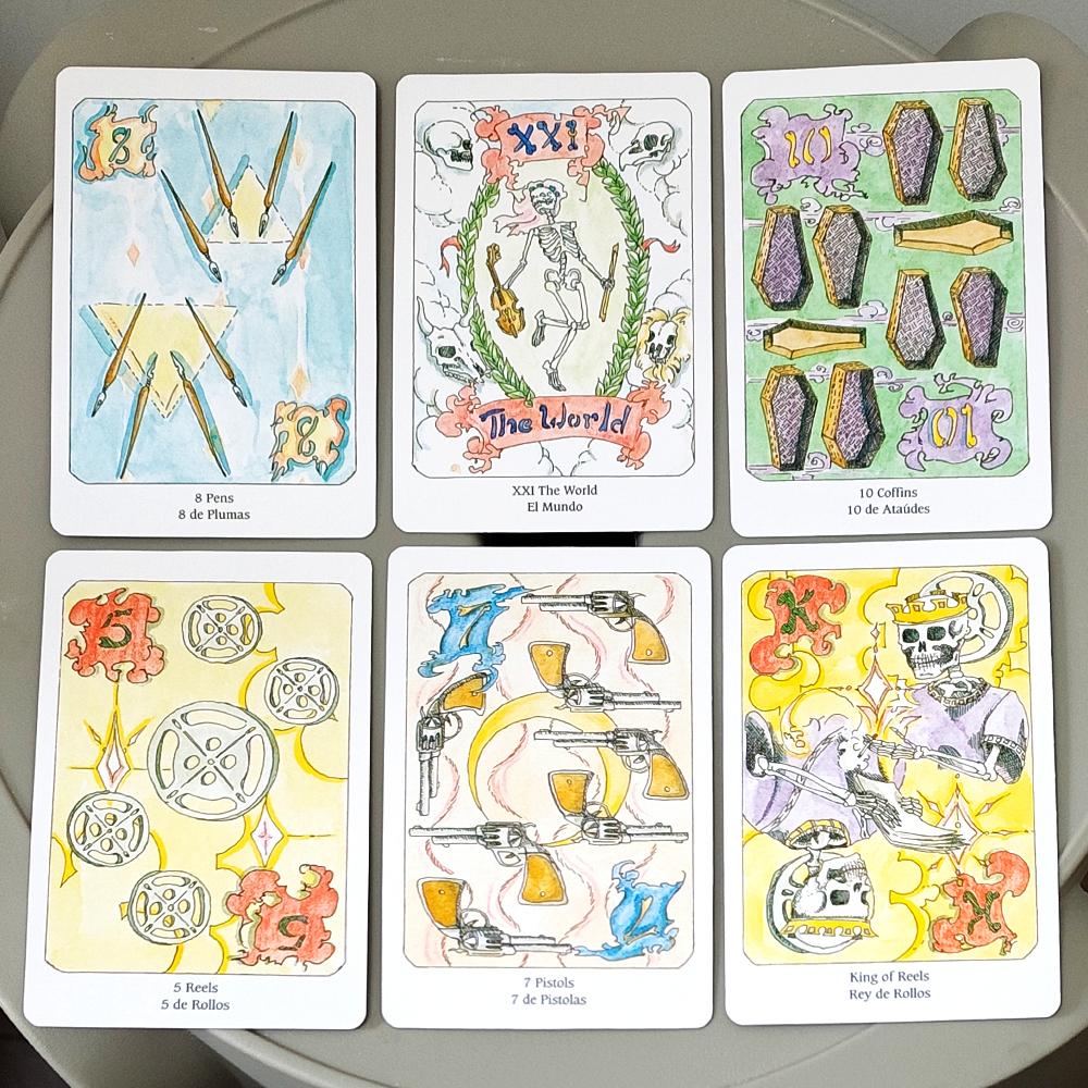 10.3*6cm Tarot of The Dead, 78 Skeleton Tarot Cards - Watercolor Skull Art Divination Tarot Deck for Tarot Reading
