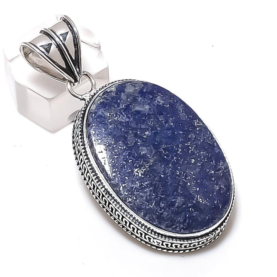 Lapis Lazuli Gemstone Handmade 925 Sterling Silver Jewelry Pendant 2.17" j1t57