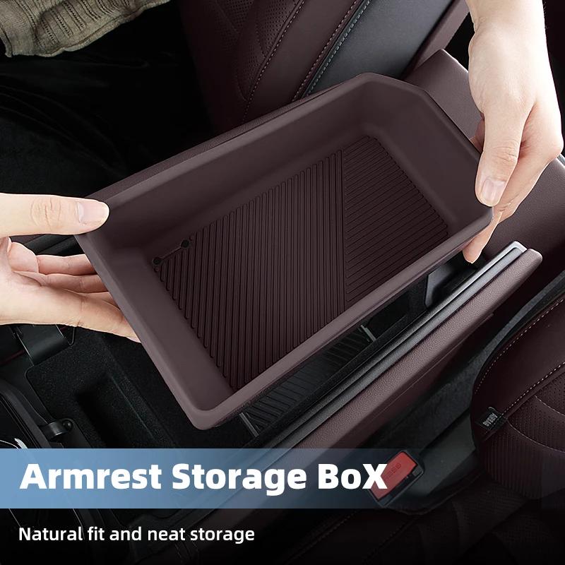 2025 Hot Silicone Car Central Armrest Storage Box Container Holder Tray For BMW 5 Series G60 2024 Auto Interior Decoration Acces