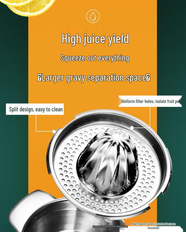 304 Stainless Steel Thickened Hand-Press Juicer for Lemons and Oranges with Customizable Logo