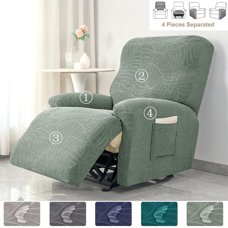 1/2/3 Seater Recliner Sofa Covers Leaves Jacquard Couch Slipcovers Elastic Water Repellent Armchair Covers for Living Room Hotel