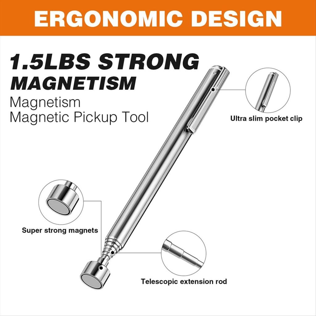 BHBL 3 Pack Magnetic Pickup Tool- Extendable Magnet, Telescopic Magnetic Pick-Up Tool, Bendable Flexible Magnetic Pickup Tool