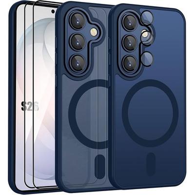 Shockproof Case - BOOLING - for Samsung Galaxy S26 - with Magnetic Ring - 2 Screen Protectors - Navy Blue