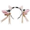 Handmade Cute Cow Ears Headband With Bell Bow Women Girls Cartoon Animal Hair Accessory