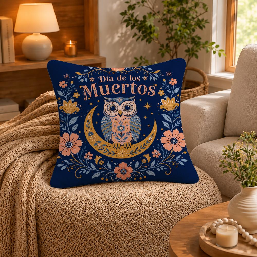 Style Day Of The Dead Cushion Cover Short-Plush Cushion Cover Pillowcase — Suitable For Sofas Bedrooms And Home Decor