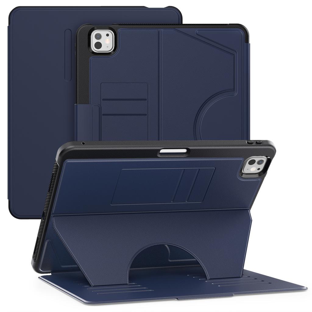For iPad Pro 13 (2025)/13 (2024) Shockproof Case PC+TPU+PU U-Shape Stand Tablet Cover with Card Slots