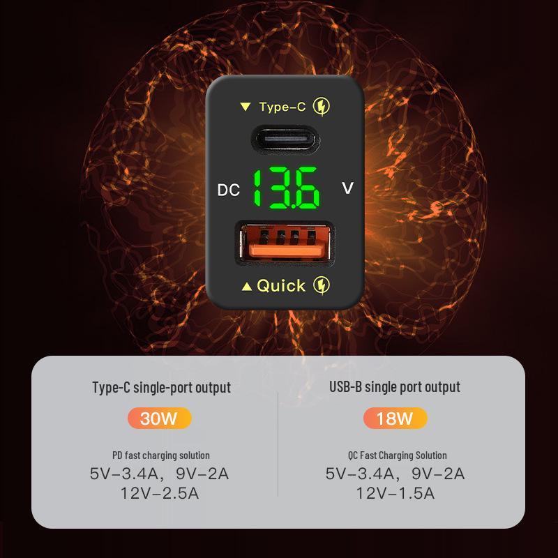 48W QC3.0 Fast Charge Type C Car Charger for Toyota