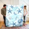 3D Printing Ocean Beach Starfish Theme Blanket Bedroom Sofa Livingroom All Seasons Shawl Blanket Birthday Holiday Gifts for Kids