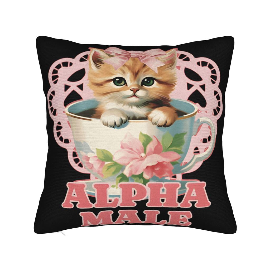 Alpha Male Cat Kitten Funny Pillow Covers Product Printed Cushion Cover Decorative Pillow Case Cover Home Multiple Sizes
