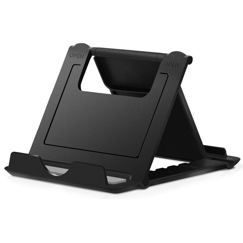 Portable Universal Plastic Cell Phone Stand Adjustable Foldable Desktop Mobile Phone Holder With Customized Logo чёрный
