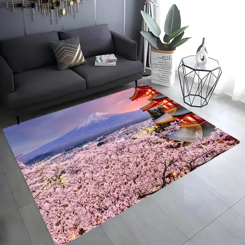 Cherry Blossom Landscape Pattern Floor Mat Door Front Decoration Home Living Room Floor Mat