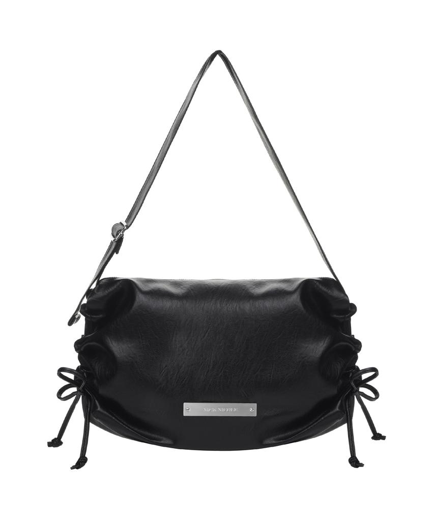 Nick&Nicole Crystal Shirring Square Shoulder Bag_Black