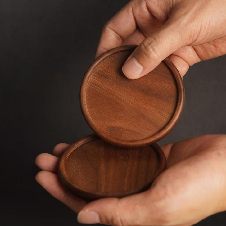 Set of 4 Wooden Drink Coaster Cup Coaster Round Wood Mats Pad Kitchen Placemats