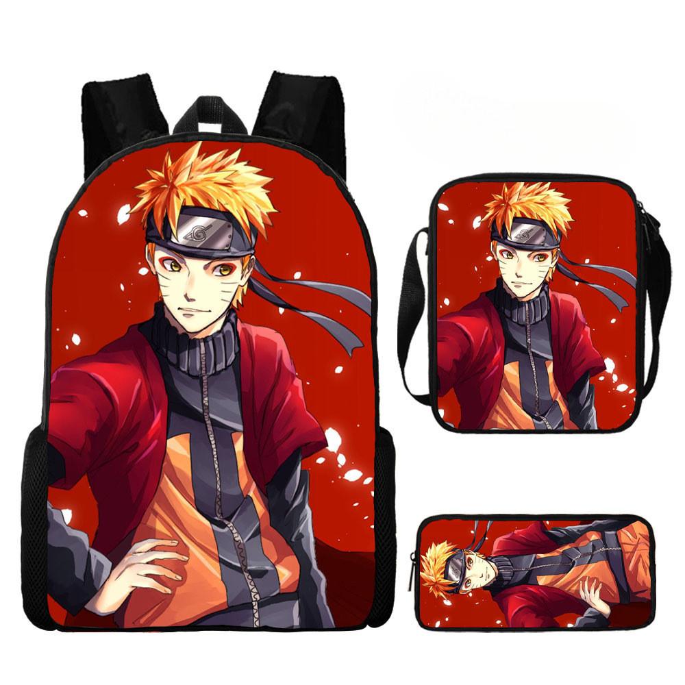 Backpack Naruto Children Set With Pencil Case And Versatile For School Trips Day