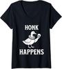 Womens Theatre Goose Honk Happens for Theatre V-Neck T-Shirt