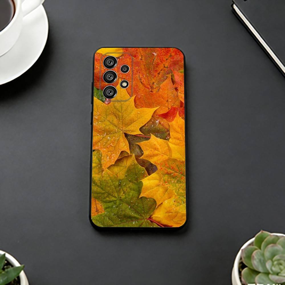 Colorful L-Leaves Phone Case For Samsung S25,S24,S21,S22,S23,S30,Ultra,S20,Plus,Fe,Lite,Note,10,Black Cover