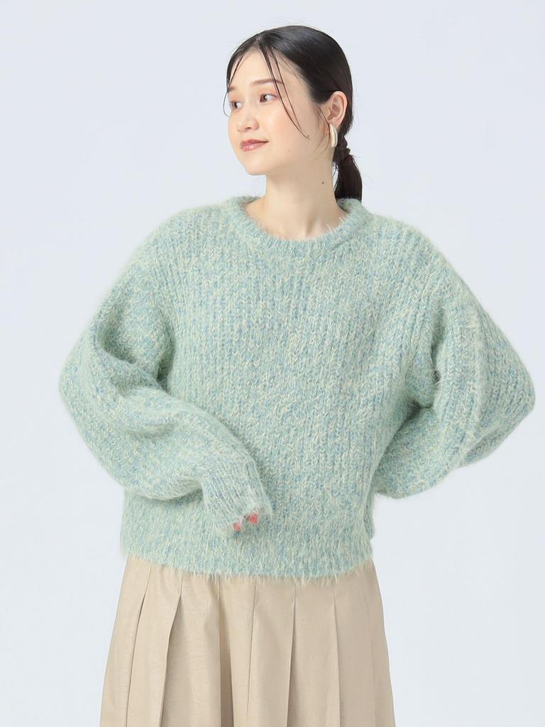 Beams Heart Shaggy One Size L/S Knit, Color-Coordinated Knit, Women's, SAX,