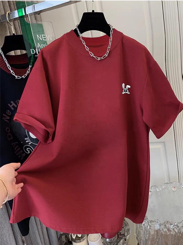 Women's Mid-Length Thickened Pure Cotton Short-Sleeve White T-Shirt - Fashionable, Versatile, and Trendy Brand.