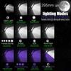 LED Mini Headlamp UV 395nm Power White Purple Headlight 18650 Rechargeable USB Type-C Torch Camping Hunting Flashlight Lamp