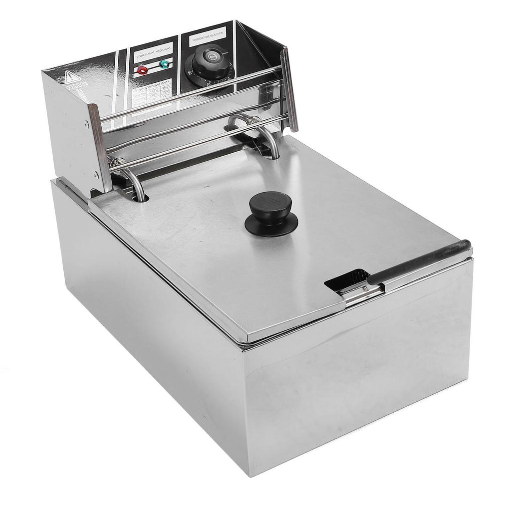 Electric Fryer Stainless Steel 6L Single Basket Adjustable Temperature Countertop Frying Machine