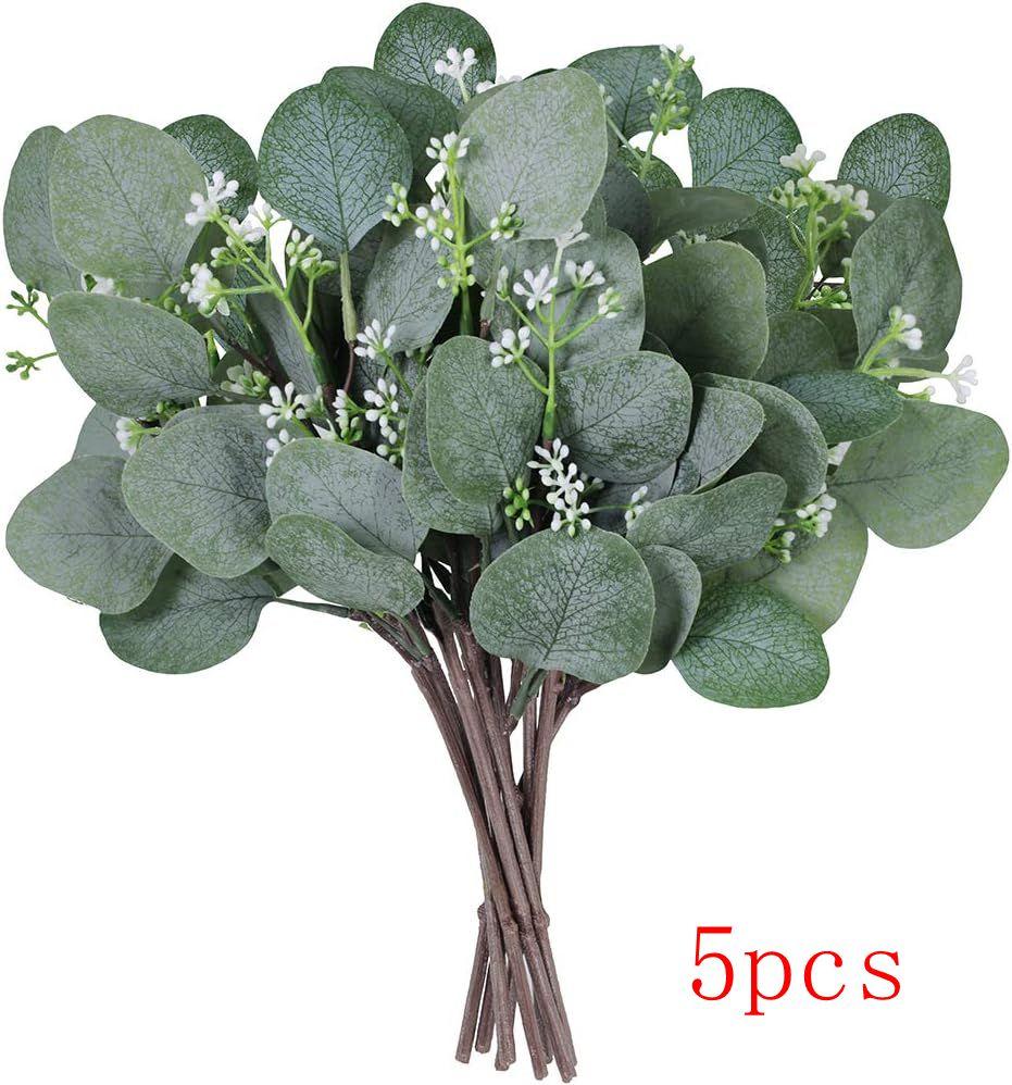 Artificial Eucalyptu Leaves Stems Eucalipto Branche Carrying Fruit Christmas Floral Bouquets Wedding Holiday Greenery Home Decor