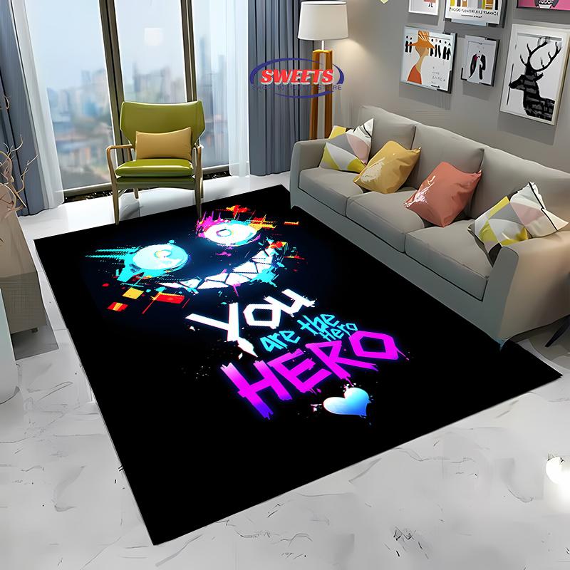

3D HD Printing Neon Graffiti Printed Carpet Non-Slip Rug Black Home Decor Rug Carpet for Living Room Bedroom Dining Office Gift 100*120cm