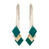 Elegant Geometric Tassel Earrings with Diamond Accents - Versatile and Stylish Rhombus Studs.