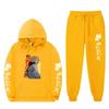 Mens Oversized Hooded Sweatshirt Set With Side Pockets Streetwear Style Cotton Blend Warm Winter Outfit