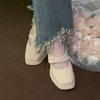 Small One-word Buckle High Heels Women's Thick Heels Single Shoes Bridesmaid Shoes Square Head Waterproof Table Thick-soled Mary Jane Shoes
