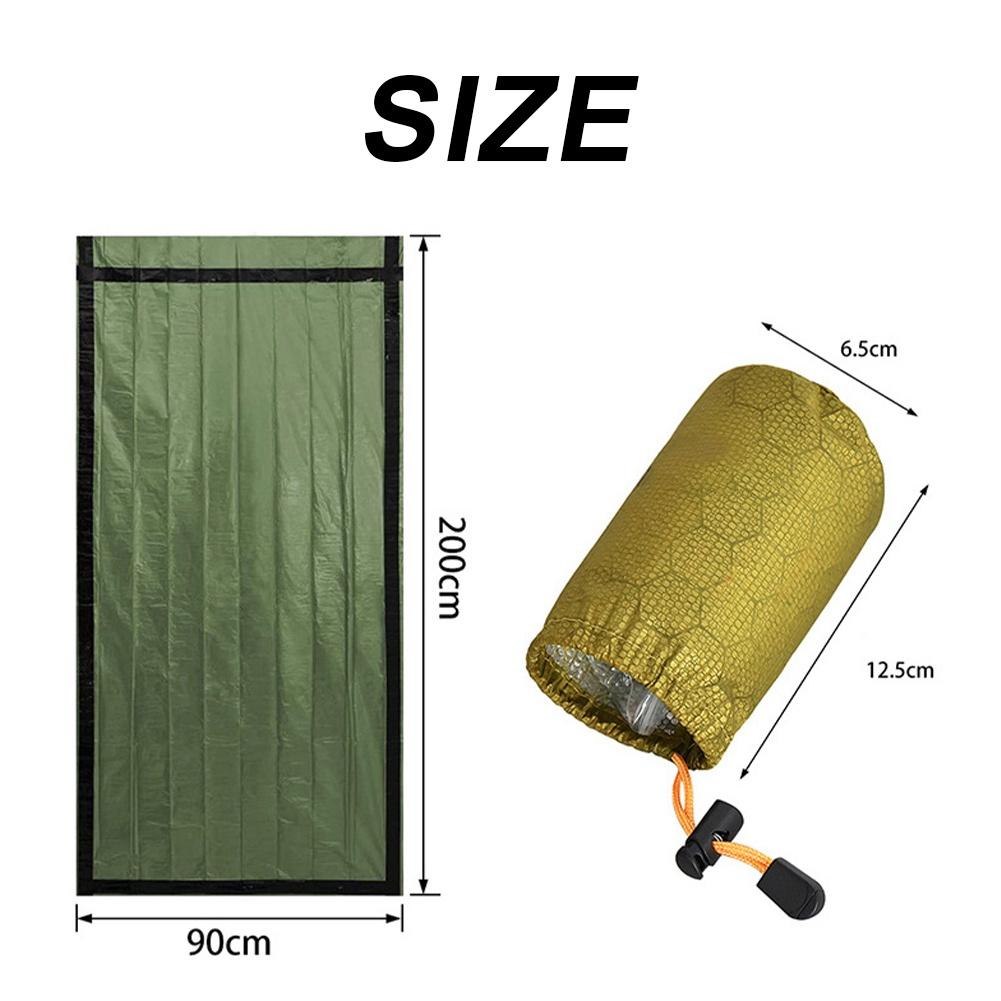 Saci de dormit de urgență pentru supraviețuire, prim ajutor, sac de bivy, cort din folie de aluminiu PE pentru camping și drumeții în aer liber, protecție solară