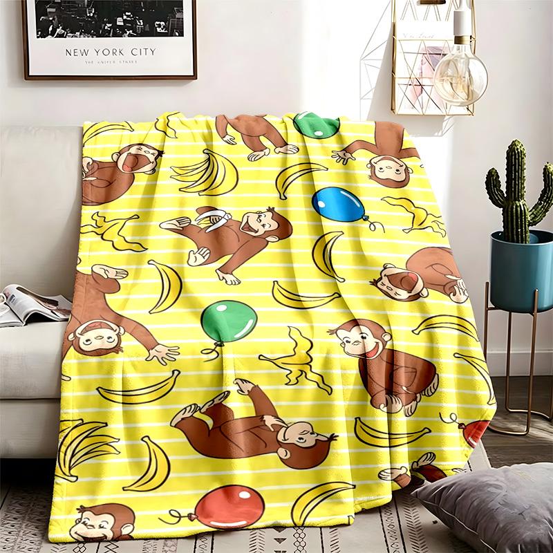Curious George Theme Blanket Suitable For The Sofa Camping And Travel Made Of Soft Flannel Material An Ideal Gift For Occasions Such As Birthday