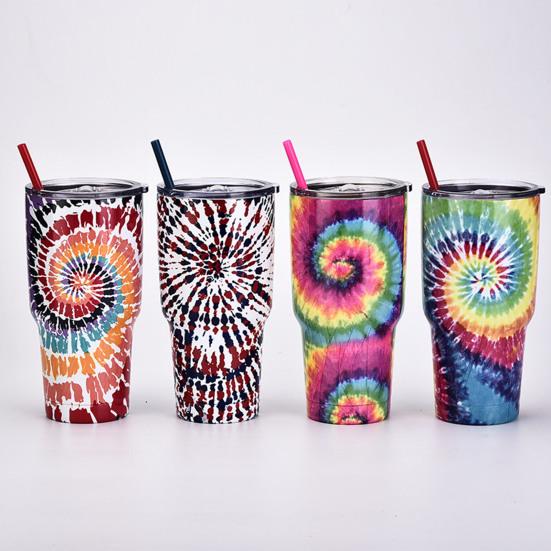 30 Oz Water Bottle Heat Preservation Food Grade Leak-proof Tie-dye Stainless Steel Water Cup Outdoor Accessories