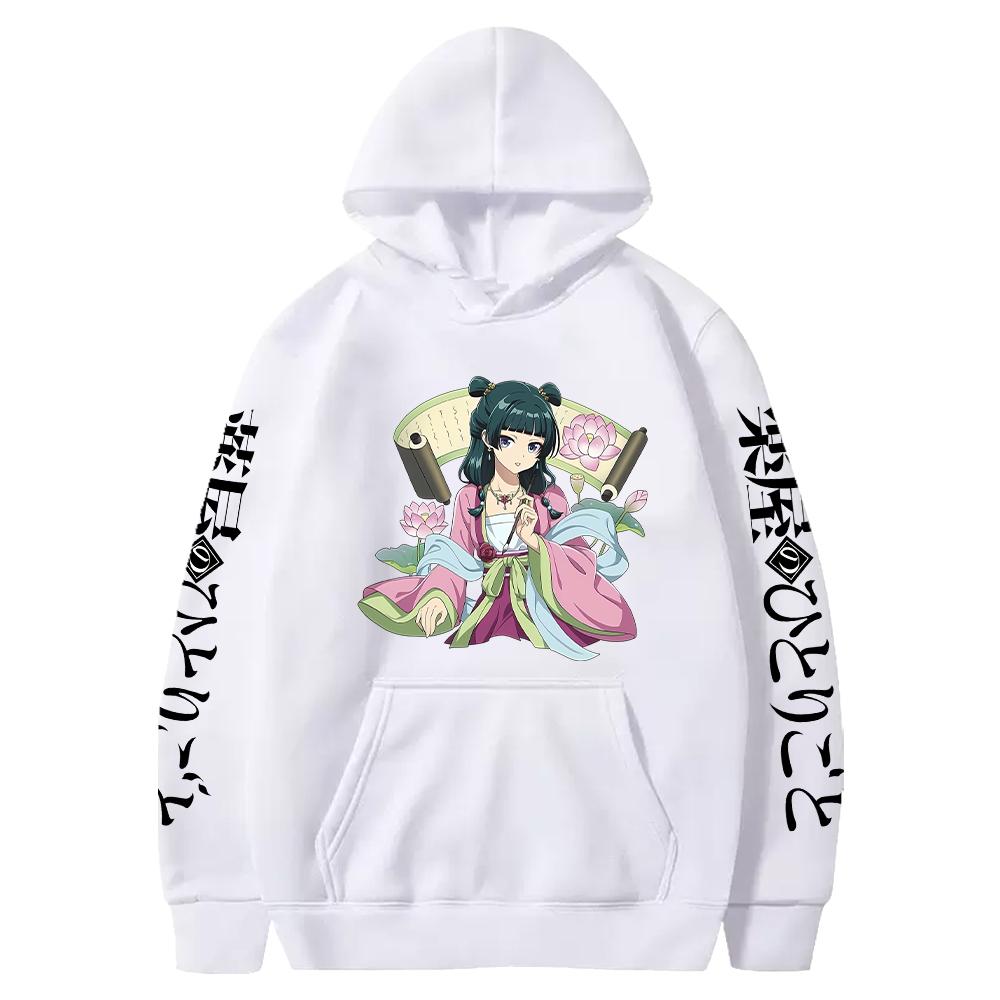 Anime The Apothecary Diaries Hoodie Süßes Maomao Aufdruck Sweatshirt Damen Herren Kleidung Langarm Fleece Mit Kapuze L white