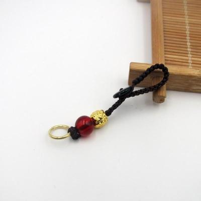Pixiu Bead Macrame Keychain DIY Kit: Handwoven Double Flat Knot Design