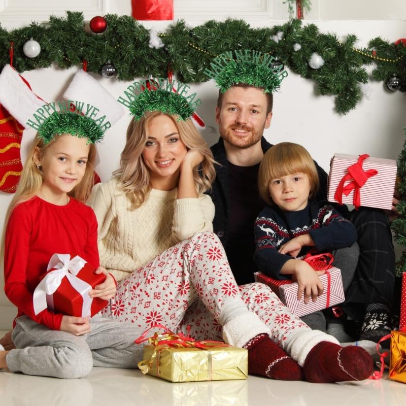 Happy New Year Headband for New Year Party Sequins Garland Headwear for Adult Teens Shimmering Festival Props Hairhoop