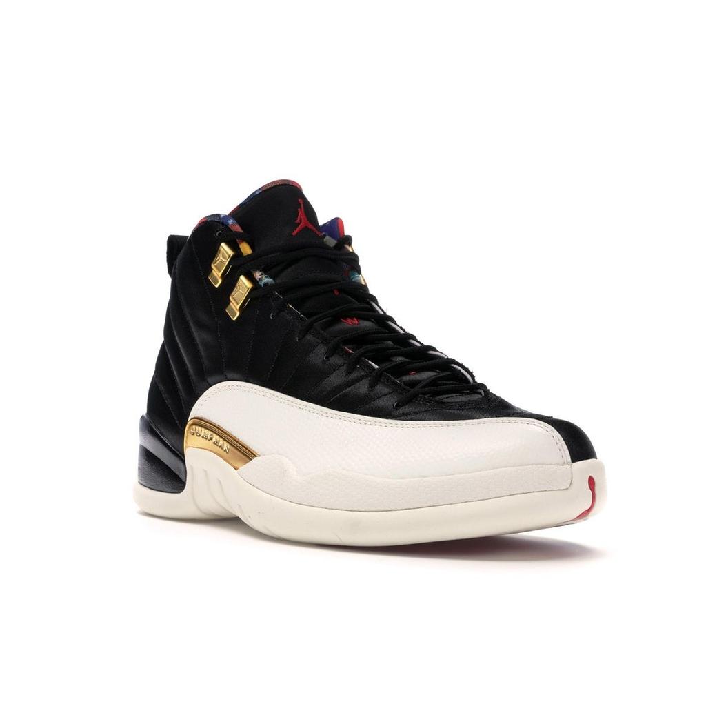 Air Jordan 12 Retro Chinese New Year 2019 Men Sneakers Black Sail-Metallic-Gold-True-Red CI2977-006
