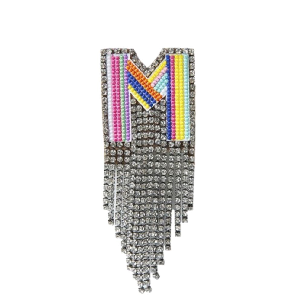 Embroidery Rhinestone Tassel  Brooch A-Z Letter Banquet Clothes Pin  Decoration