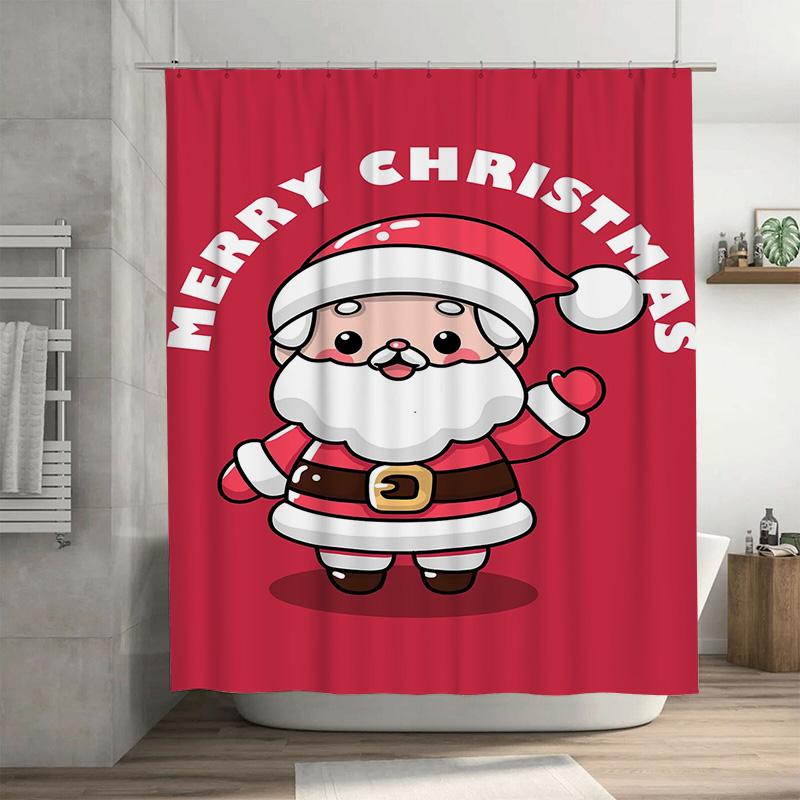 

Tuniu Cute Christmas Santa Claus Bathroom Shower Curtain Festive Holiday Decor Fun Washroom Fabric Panel Artistic Design Holiday W60H190(CM)-1 Pcs