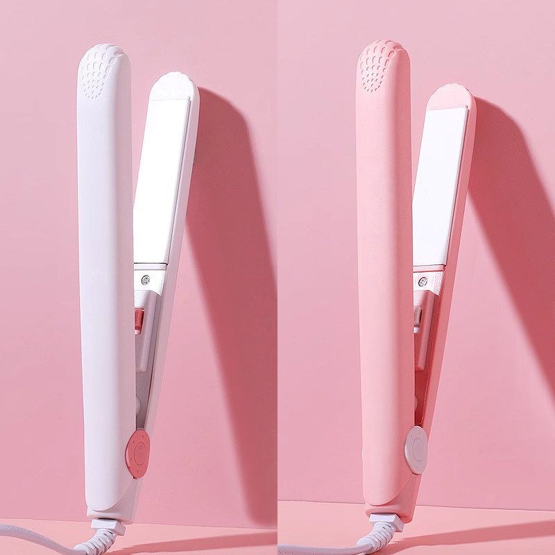 Mini Electric Hair Straightener and Curler for Bangs, Student Flat Iron, Portable Mini Hair Straightener and Curling Iron