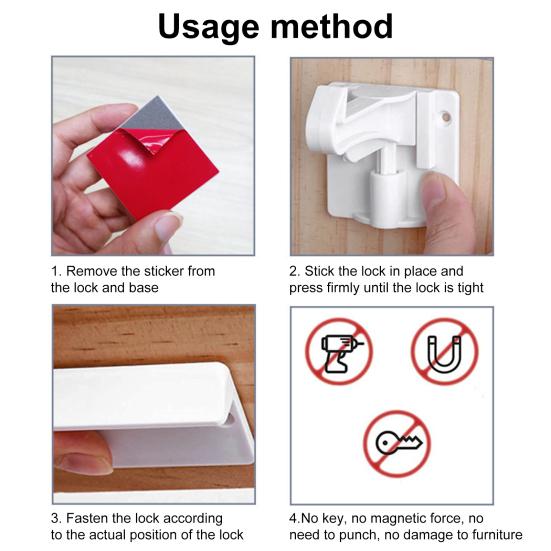 10Pcs Invisible Drawer Latch Lock Self Adhesive No Tools Drilling Required Cabinet Child Safety Lock Multi-Purpose Baby Proof Security Lock