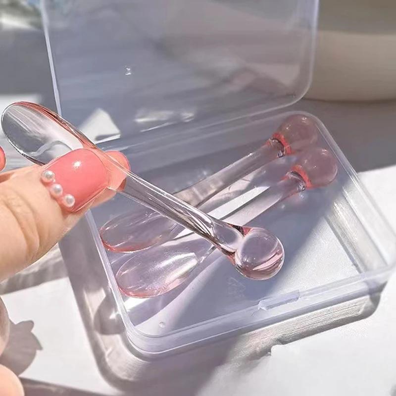 3 Stück Augencreme-Applikatorlöffel Rolle Transparenter Massagestab Kosmetische Spatel Falten Gesichtsmaske Hautpflege Plastiklöffel