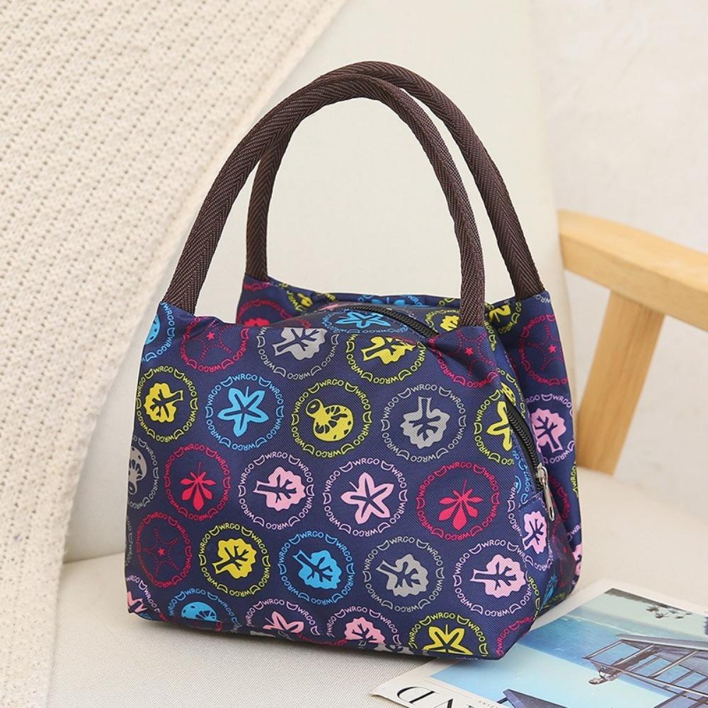 Portable Nylon Floral Print Tote Bag Waterproof Multifunctional Women Handbag Mommy Bag For Picnic Travel