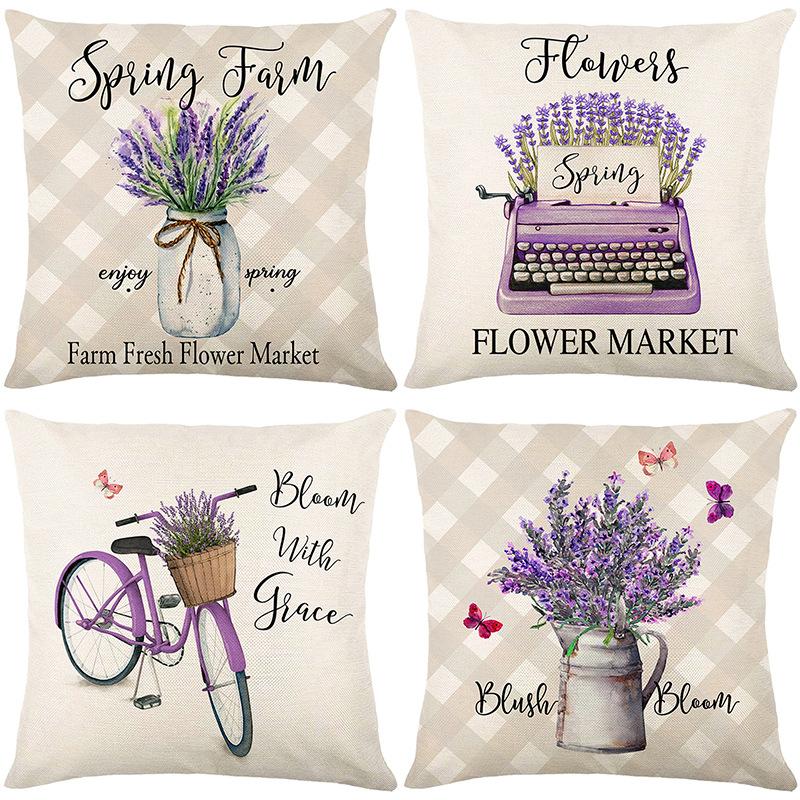 Pillow Spring Lavender Pillow Case Outdoor Decorative Pillow Sofa Pillow Case