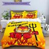 3-teiliges Garfield als Teufel bedrucktes Bettwäsche-Set, weiche und bequeme Bettbezug für Schlafzimmer, Gästezimmer (1 Bettbezug + 2 Kissenbezüge, Kissen