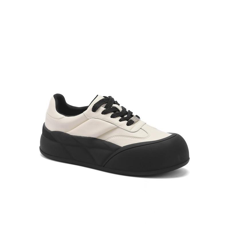 

Leather little white shoes women s new muffin platform bread shoes versatile casual sports board shoes big head shoes 40 чёрный